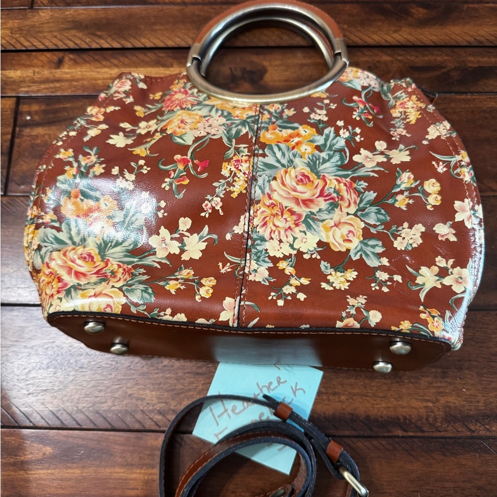 Patricia Nash Aria Floral Brown Shoulder Bag